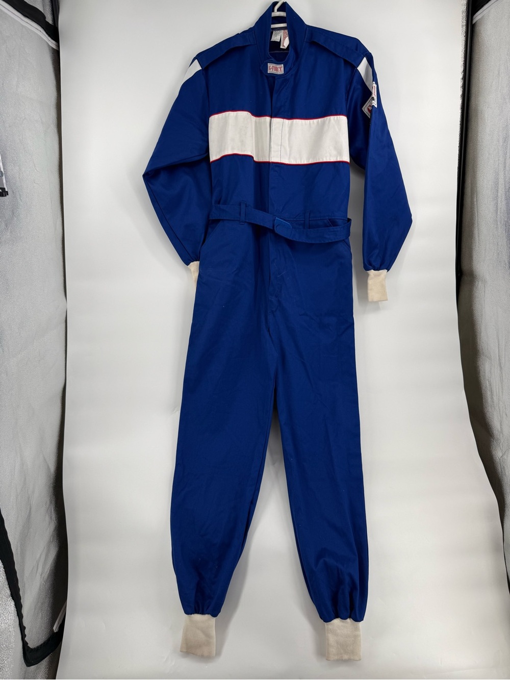 G/FORCE Royal Blue Racing-Style Coverall with White Stripe
